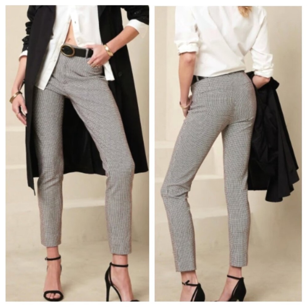 BANANA REPUBLIC Sloan Slim Straight Crop Black White Houndstooth Check Pants 10